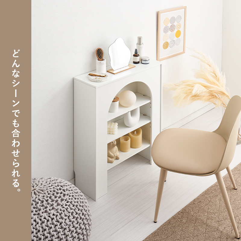 マントルピース 収納 棚 完成品 ラック 幅60 オープンラック 白 家具 飾り棚 おしゃれ ディスプレイラック 収納棚 スリム 小物収納棚 ホワイト 韓国風 ラピカ 関連画像4