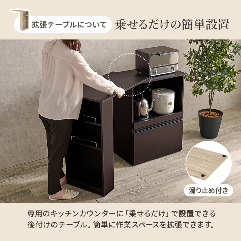 キッチンカウンター 拡張テーブルセット 収納 キッチン 棚 ラック スリム キッチン収納棚 おしゃれ Find ファインド 収納庫タイプ 幅60cmの画像