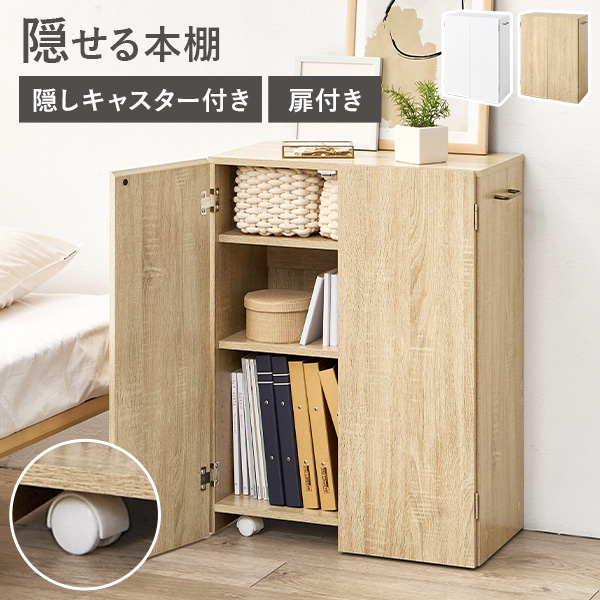 HAGiHARA（萩原） 本棚 大容量 スリム 扉付き 幅60 薄型 マガジン