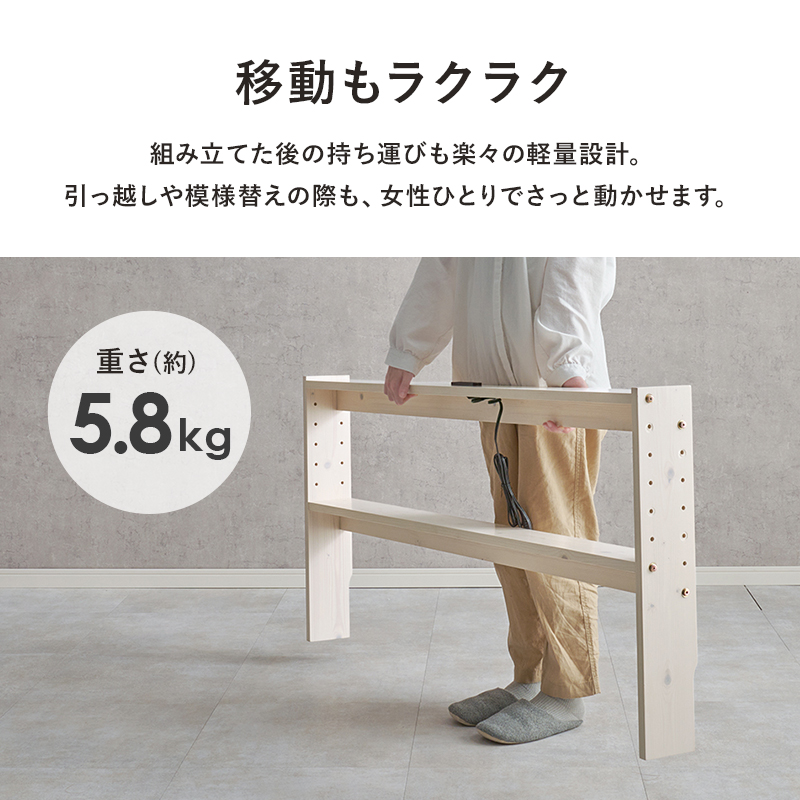 ヘッドボード 後付け ダブル コンセント 幅140 ヘッドボードのみ 宮棚 単品 収納棚 スリム ラック 木製 おしゃれ 北欧 枕元 収納 棚 本棚 | HAGiHARA | 17