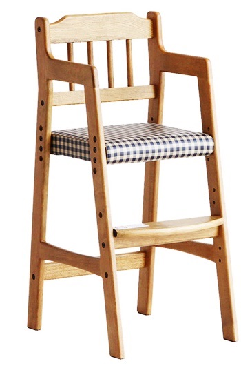 ベビーチェア ハイチェア キッズチェア 木製 高さ調節 高さ調整 子供用椅子 おしゃれ かわいい ダイニングチェア チャイルドチェア 合成皮革 チェック ブラウン｜f-syo-ei｜02