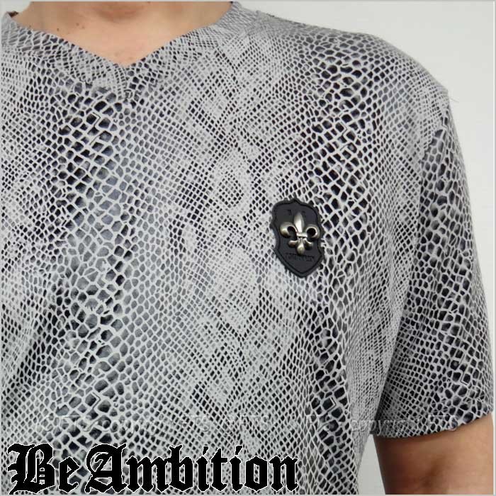 Be Ambition 半袖Tシャツ メンズ VネックT パイソン 蛇柄 ヘビ柄 光沢 Be Ambition 半袖Tシャツ メンズ VネックT パイソン 蛇柄 ヘビ柄 光沢
