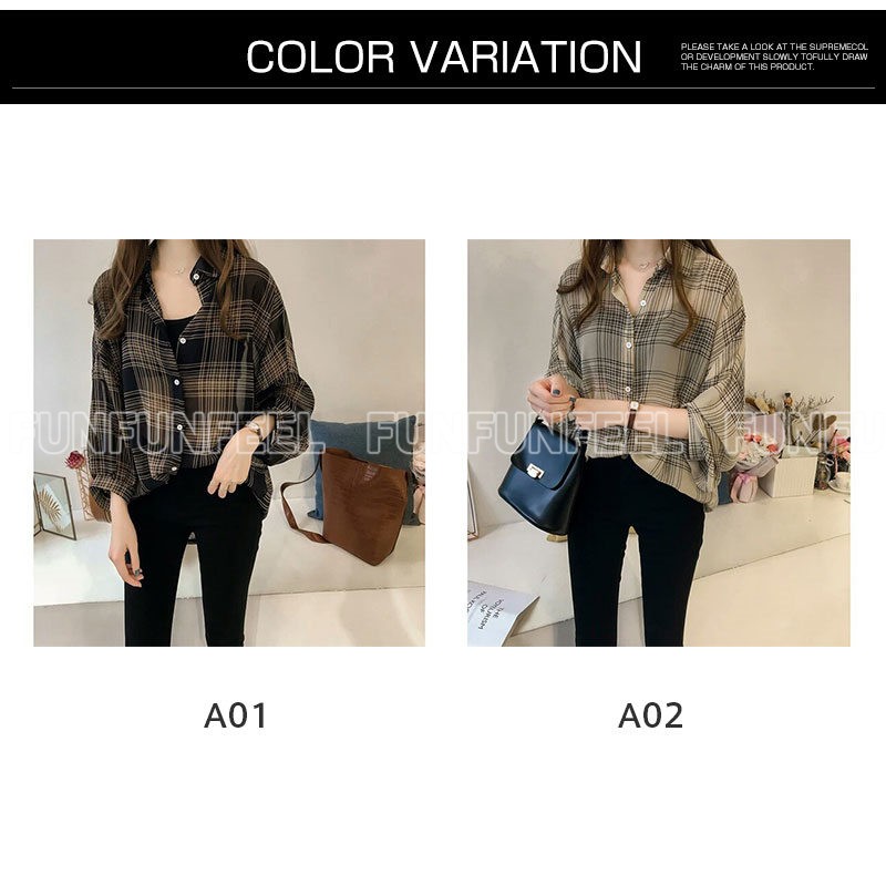 【極美品】スナサ　日本製上品カラフルチェック柄　ゆったり長袖ブラウス ccakk23120_3.jpg