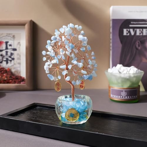 招財樹 金のなる木 風水アイテム インテ リア 水晶 天然石 白 風水置物