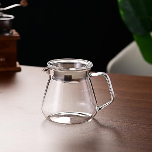 耐熱ガラス コーヒーサーバー 木製ハンドル付き V型注ぎ口 目盛り付き