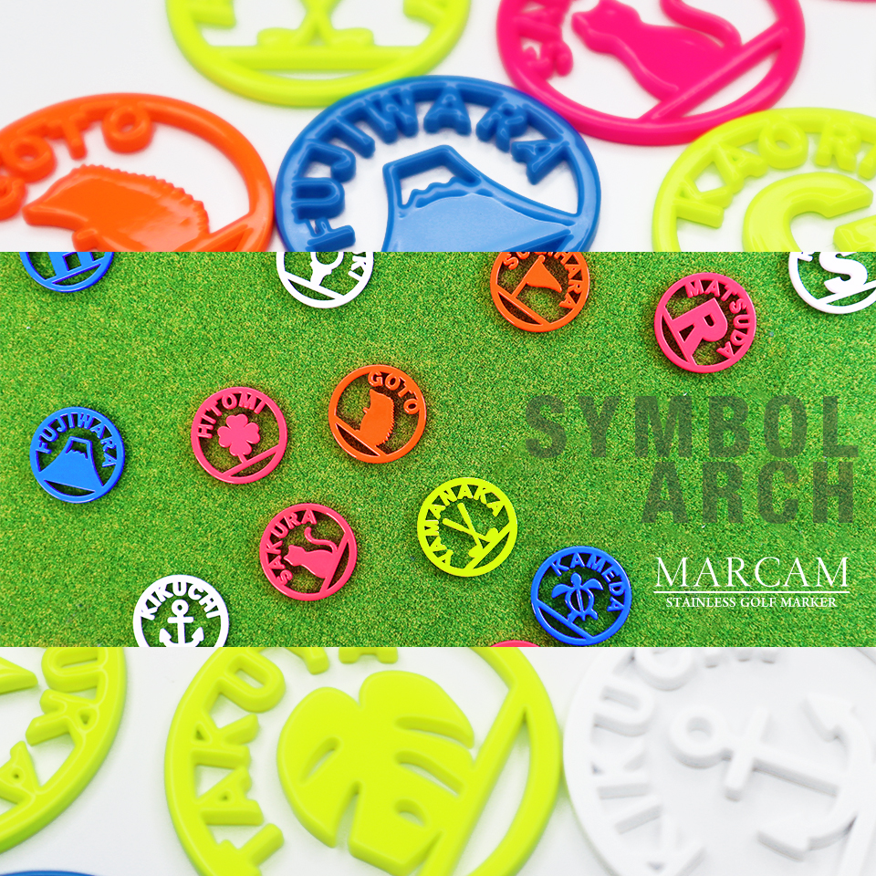 ゴルフ マーカー 名入れ マグネット 蛍光 大きい ボールマーカー コンペ 景品 シンボルアーチ MARCAM SYMBOL ARCH(golfmarker14) | MARCAM | 06