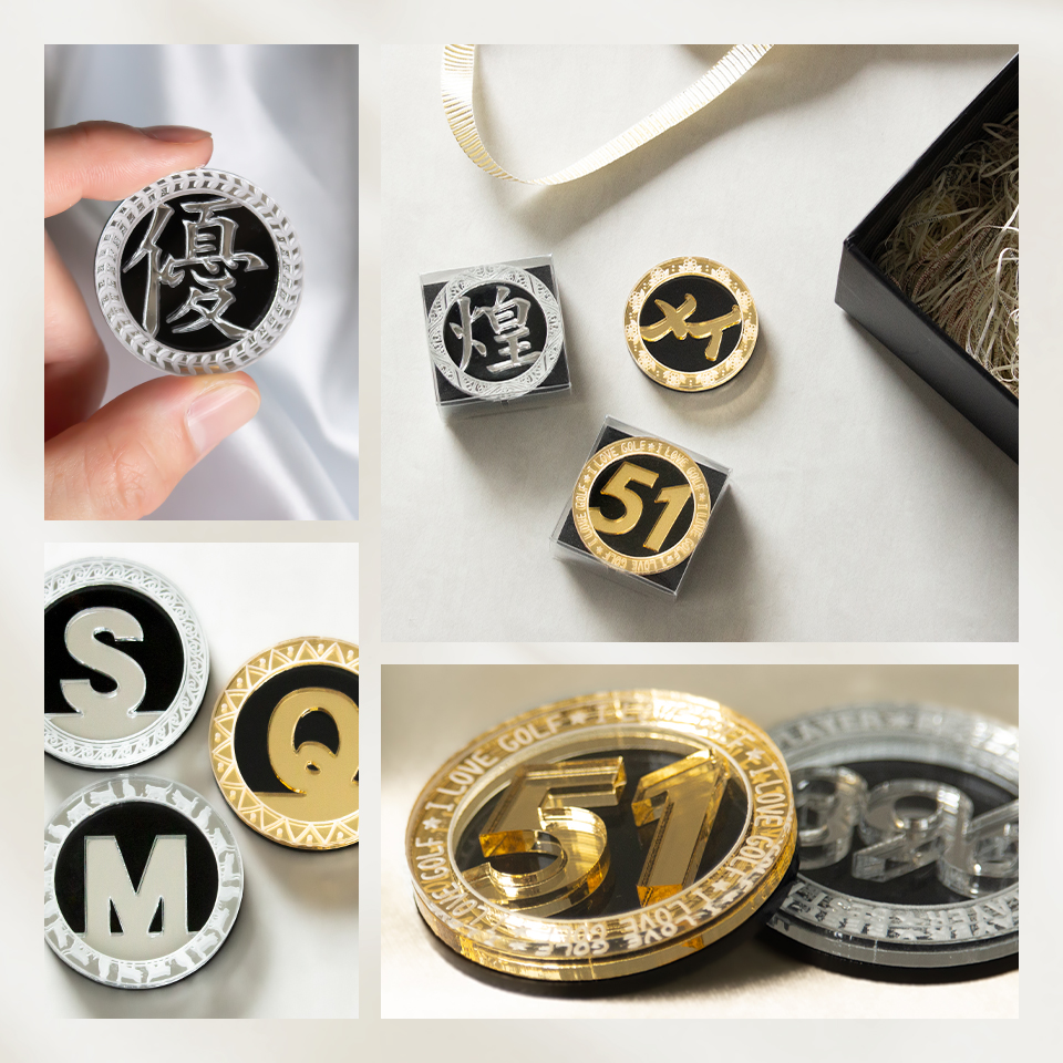 ゴルフ マーカー 名入れ マグネット ボールマーカー おしゃれ ゴールド シルバー プレゼント コンペ 景品 グリッター MARCAM Gritter(golfmarker22) | MARCAM | 08
