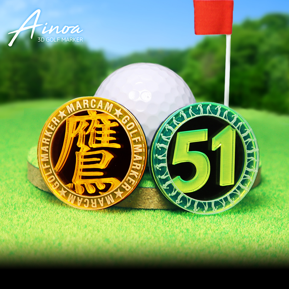 ゴルフ マーカー 名入れ マグネット ボールマーカー 大きい おしゃれ 目立つ アクリル プレゼント コンペ  MARCAM Ainoa(golfmarker26) | MARCAM