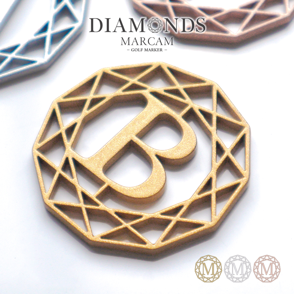 ゴルフ マーカー 名入れ マグネット メタリック ボールマーカー おしゃれ 目立つ ステンレス イニシャル MARCAM DIAMONDS(golfmarker33) | MARCAM
