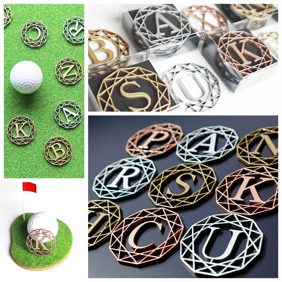 ゴルフ マーカー 名入れ マグネット メタリック ボールマーカー おしゃれ 目立つ ステンレス イニシャル MARCAM DIAMONDS(golfmarker33) | MARCAM | 09
