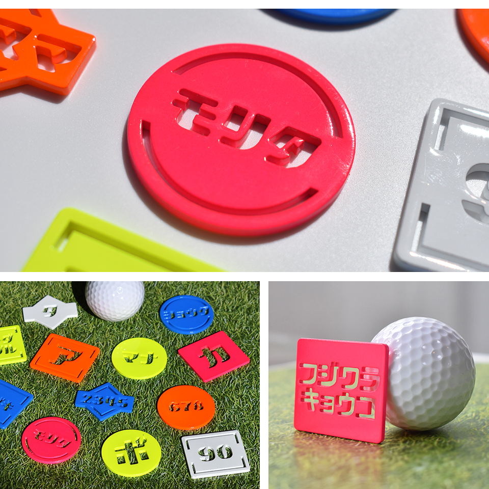 ゴルフ マーカー 名入れ マグネット 蛍光 ボールマーカー カタカナ レトロな書体がおしゃれ MARCAM レトポ(golfmarker38) | MARCAM | 14