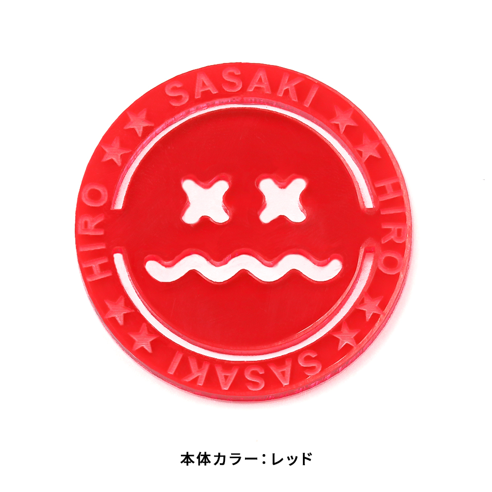ゴルフ マーカー 名入れ 大きい スマイル ニコちゃん マーク 蛍光 おしゃれ ボールマーカー オリジナル 目立つ 見やすい EMO エモ (golfmarker41) | ブランド登録なし | 02