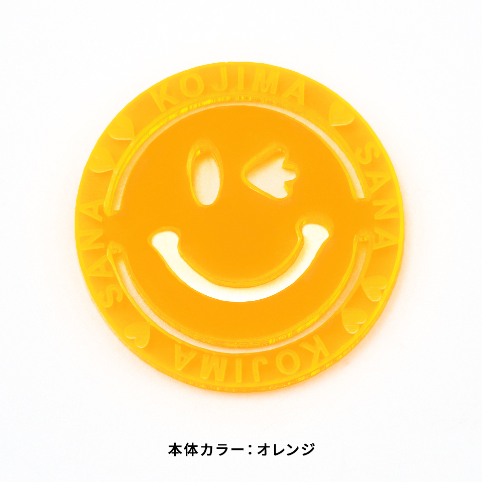 ゴルフ マーカー 名入れ 大きい スマイル ニコちゃん マーク 蛍光 おしゃれ ボールマーカー オリジナル 目立つ 見やすい EMO エモ (golfmarker41) | ブランド登録なし | 03