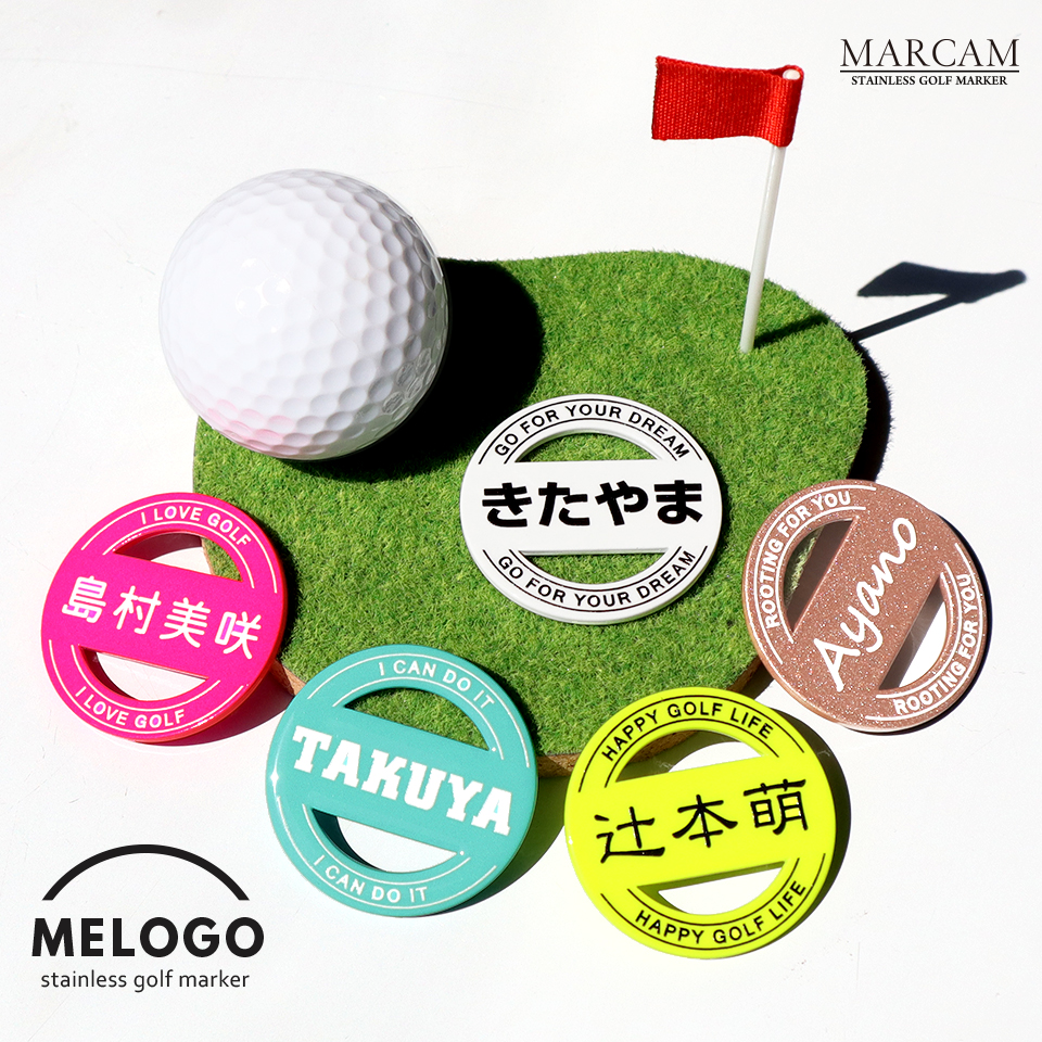 ゴルフ マーカー 名入れ マグネット ボールマーカー 蛍光 大きい アイテム おしゃれ レディース オリジナル 1個 還暦 名前 MARCAM MELOGO(golfmarker45)爆買 | MARCAM