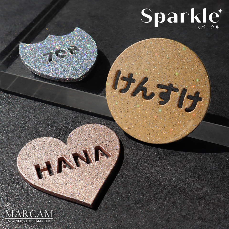ゴルフ マーカー 名入れ マグネットボールマーカー  蛍光 大きい ラメ おしゃれ レディース オリジナル 1個 還暦 名前 MARCAM Sparkle(golfmarker46)爆買 | MARCAM