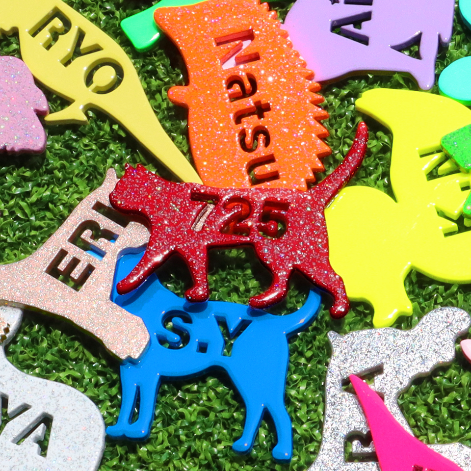 ゴルフ マーカー 名入れ マグネット ボールマーカー 蛍光 ラメ 大きい 恐竜 犬 猫 おしゃれ 名前 MARCAM シルエッツ(golfmarker48) | MARCAM | 15