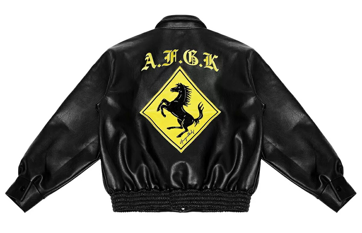 スタジャン A FEW GOOD KIDS AFGK レザージャケット afewgoodkids ラッパー 馬柄 レザー ジャケット JACKET  革ジャン 黒 30%OFF 定価30,580円→21,400円