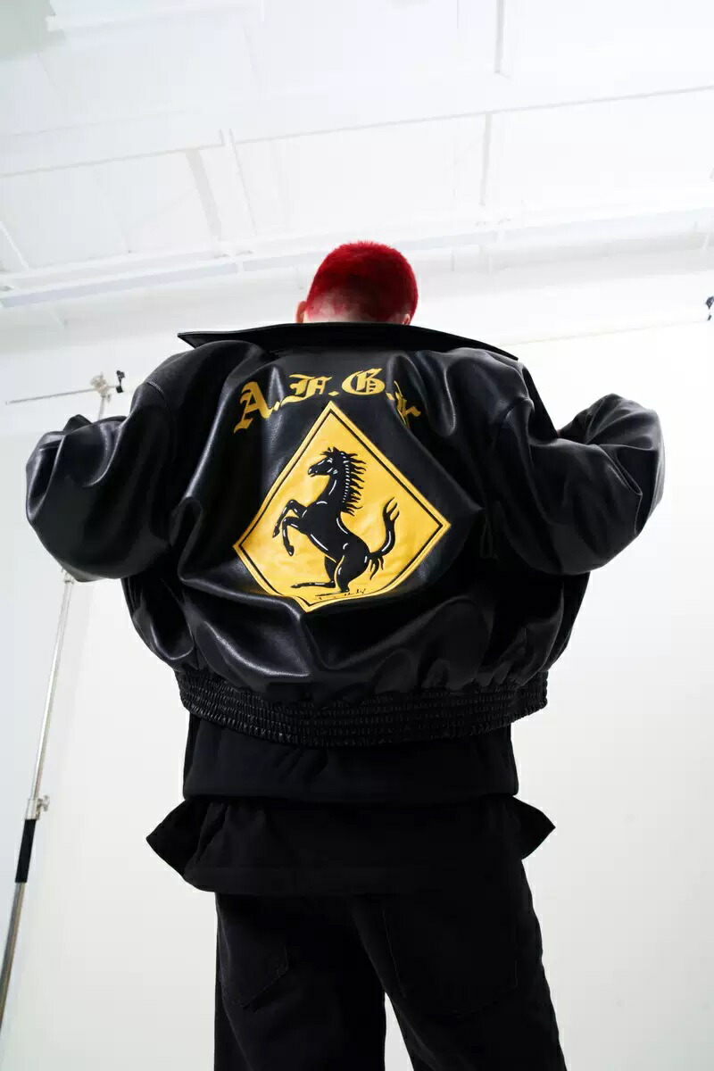 スタジャン A FEW GOOD KIDS AFGK レザージャケット afewgoodkids ラッパー 馬柄 レザー ジャケット JACKET  革ジャン 黒 30%OFF 定価30,580円→21,400円