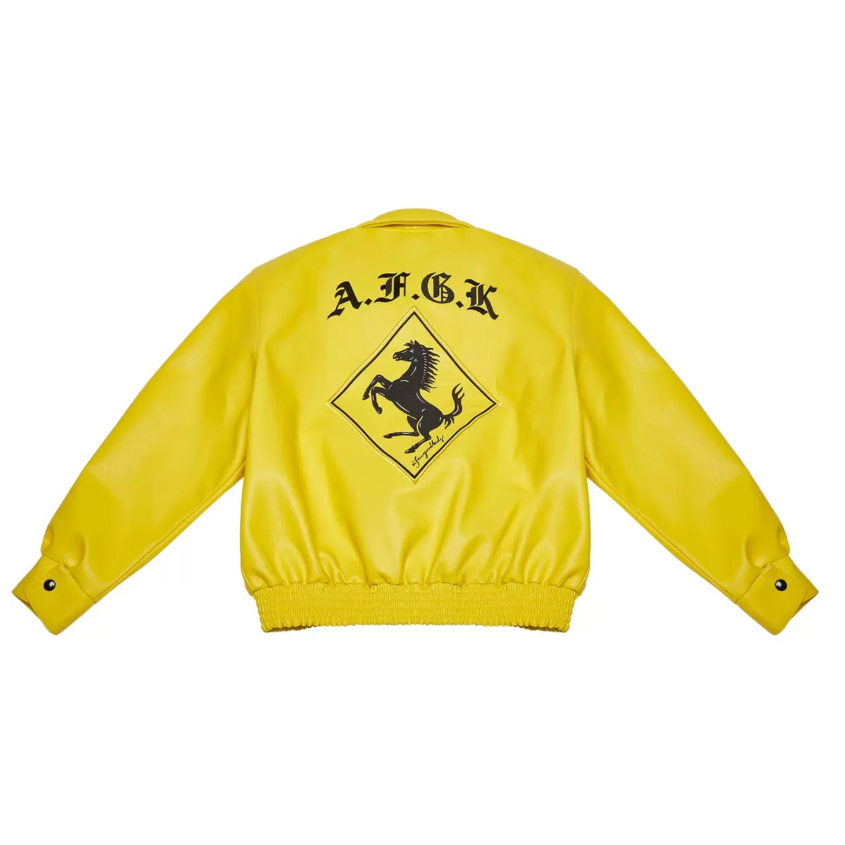 スタジャン A FEW GOOD KIDS AFGK レザージャケット afewgoodkids ラッパー 馬柄 レザー ジャケット JACKET  革ジャン 黄色 19%OFF 定価30,580円→24,760円