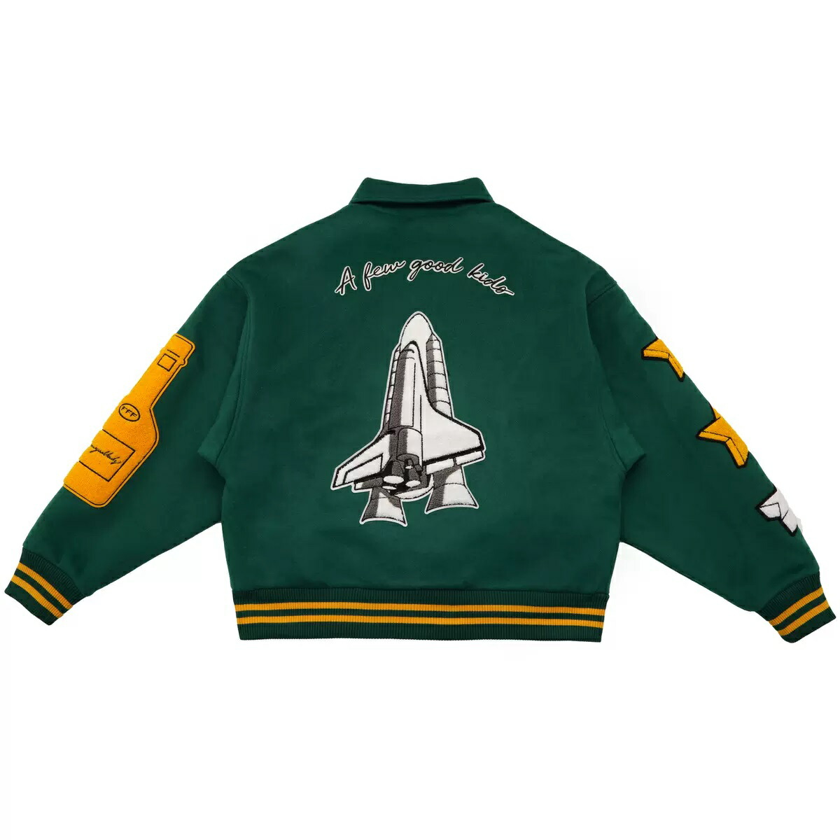 スタジャン A FEW GOOD KIDS AFGK ジャケット afewgoodkids おしゃれ ラッパー ジャケット JACKET ロケット  宇宙 緑 30%OFF 定価36,070円→25,240円