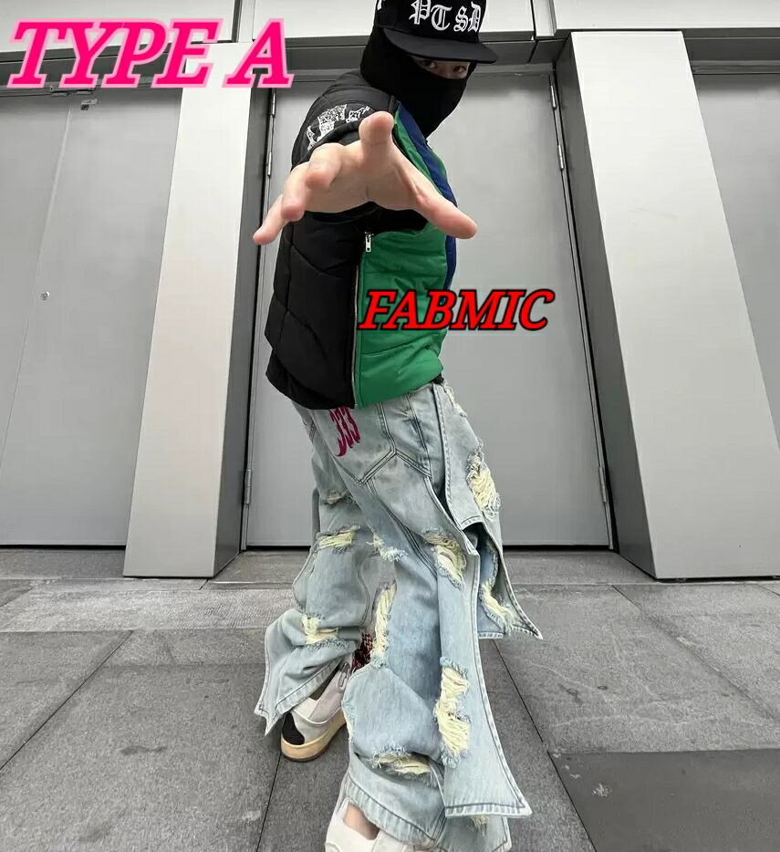 PCCVISION ピーシーシービジョン DRACULA BURST MODE DENIM PANTS ドラキュラ デニム パンツ ジーンズ  ダメージ加工 ストリート ストリートファッション ヒップ : pcp-01 : Vel Chesty - 通販 - Yahoo!ショッピング