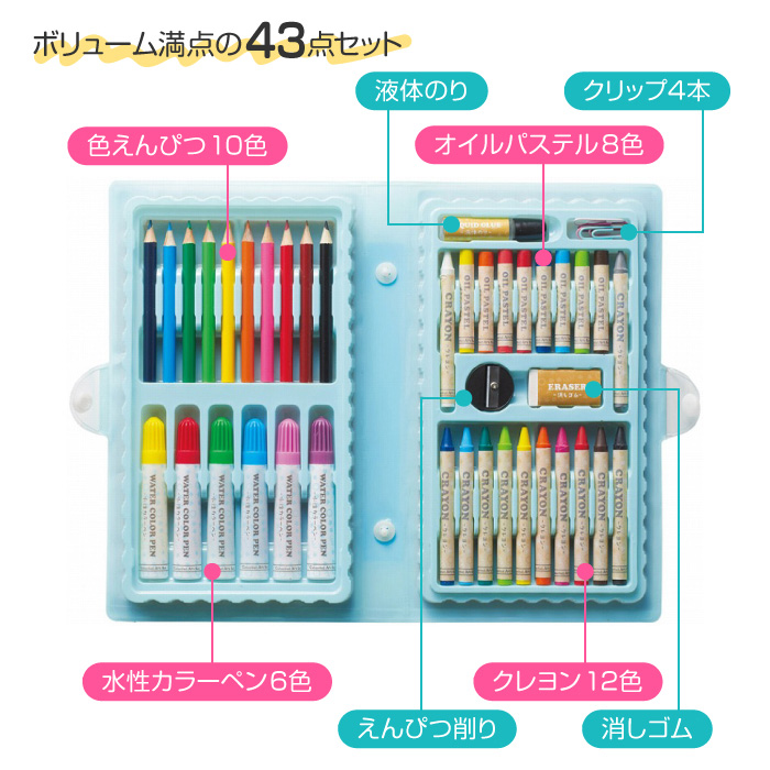 お絵描きセット クレヨン 色鉛筆 カラーペン 液体のり 鉛筆削り