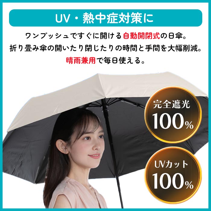 日傘 傘 折りたたみ傘 自動開閉 ワンプッシュ...の詳細画像1