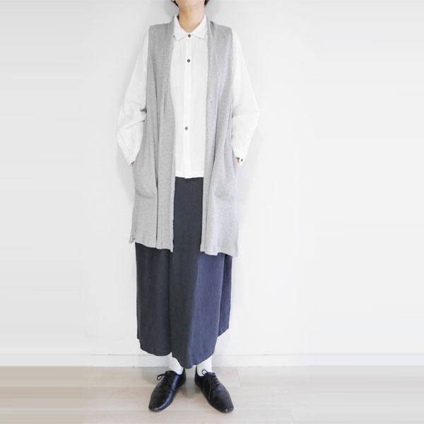 レディース ベスト ジレ ロング 丈 日本製 前あき トップス 30代