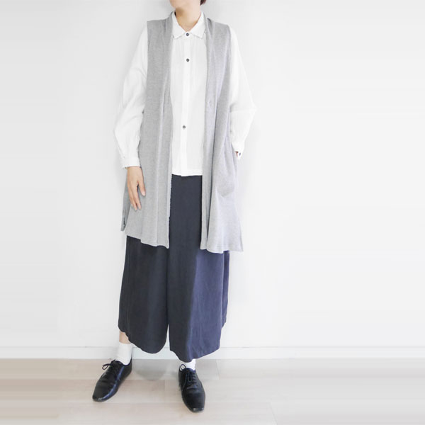 レディース ベスト ジレ ロング 丈 日本製 前あき トップス 30代
