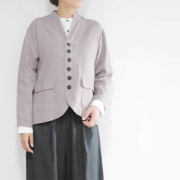 【美品】Lisette リネンジャケット 麻100% 黒ジャケット リネンコート レディース リネン ジャケット 麻100% スタンドカラー セットアップ 春