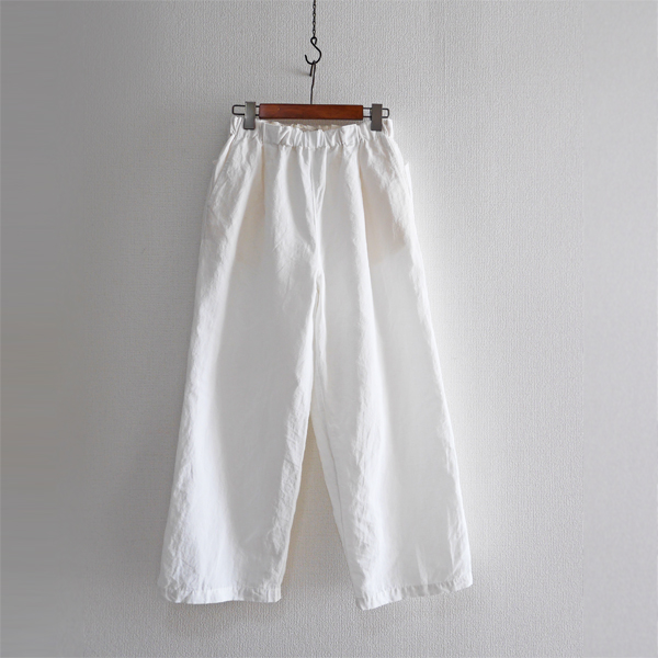 レディース ワイド ストレート パンツ オフホワイト ベージュ コットン