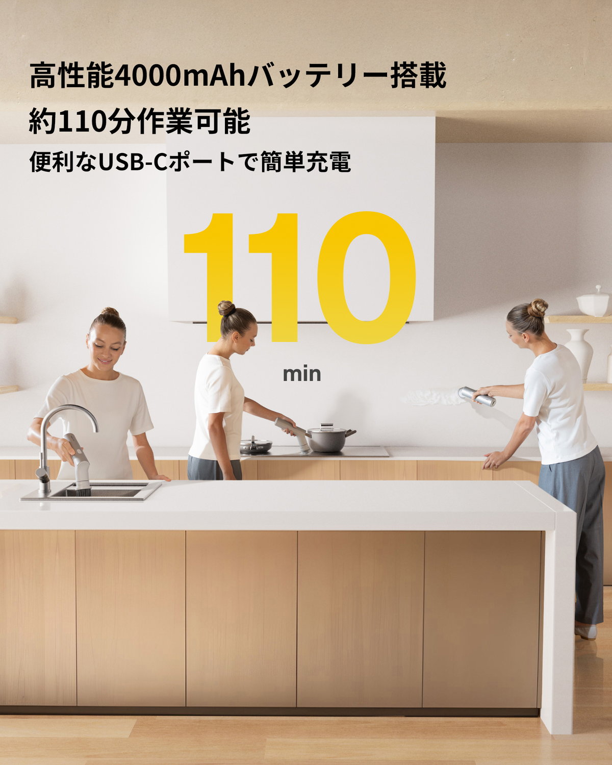 HOTO 電動キッチンスクラバー 電動 掃除ブラシ コードレス IPX7防水 6  