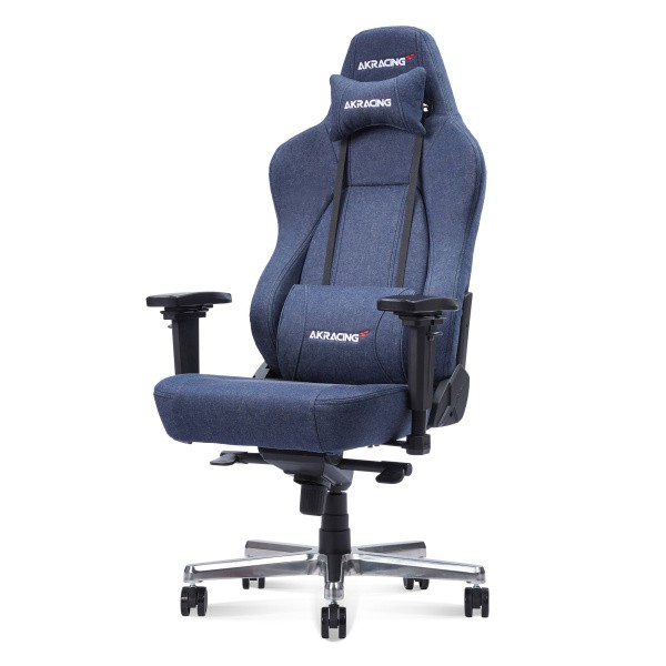 AKRacing ゲーミングチェア デスク チェア デニム素材 フルフラット リクライニング 昇降 肘置き チルト機能 ストッパーキャスター ワーク パソコン 送料無料の画像