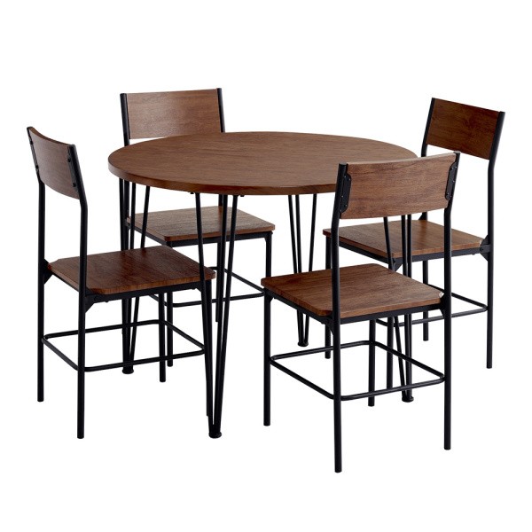 ヴィンテージ調 円形 ダイニングテーブル チェア 5点セット カフェ風