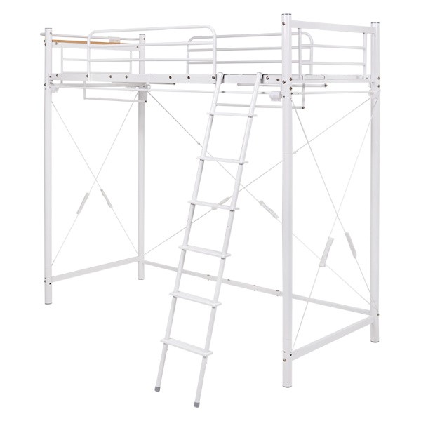 2way ロフトベッド 高209cm ハイタイプ シングル ベッド カーテン(別売)取付可能 ハンガーポール ベッド下 収納 宮 棚 2口 コンセント 送料無料 ※フレーム単品_3
