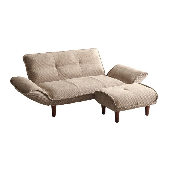 コーデュロイ ソファ オットマン セット 2人掛け コンパクト 背もたれ