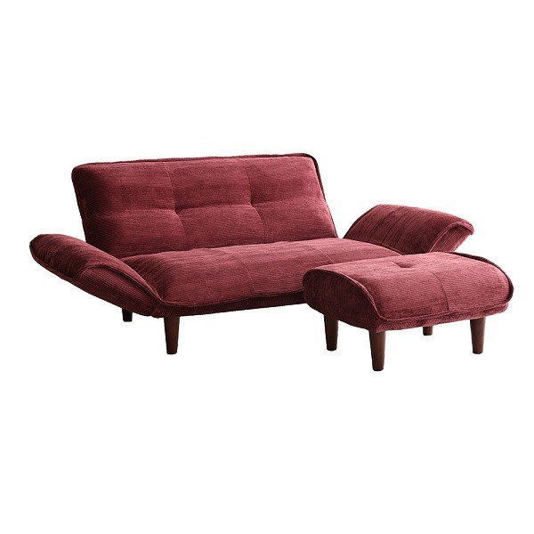 コーデュロイ ソファ オットマン セット 2人掛け コンパクト 背もたれ