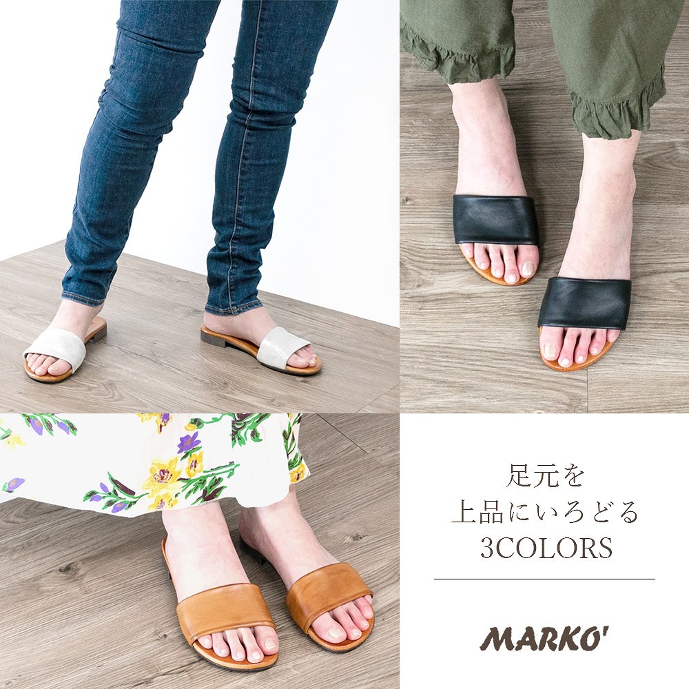 サンダル レディース MARKO マルコ 225115 本革 フラット