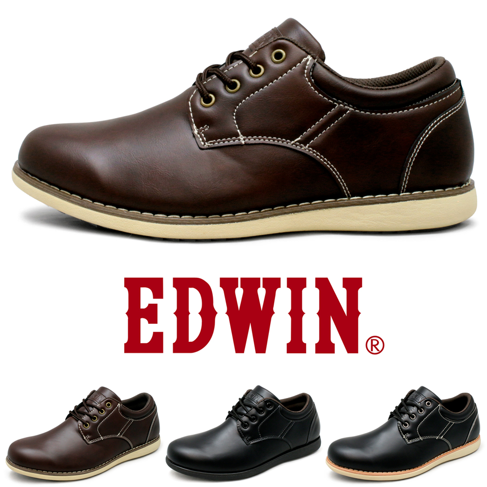 お得】 EDWIN 靴 シューズ カジュアル ビジネス スニーカー 防水 3e 4e 軽量 ウォーキングシューズ 紐靴 紳士靴 3色 edm456 