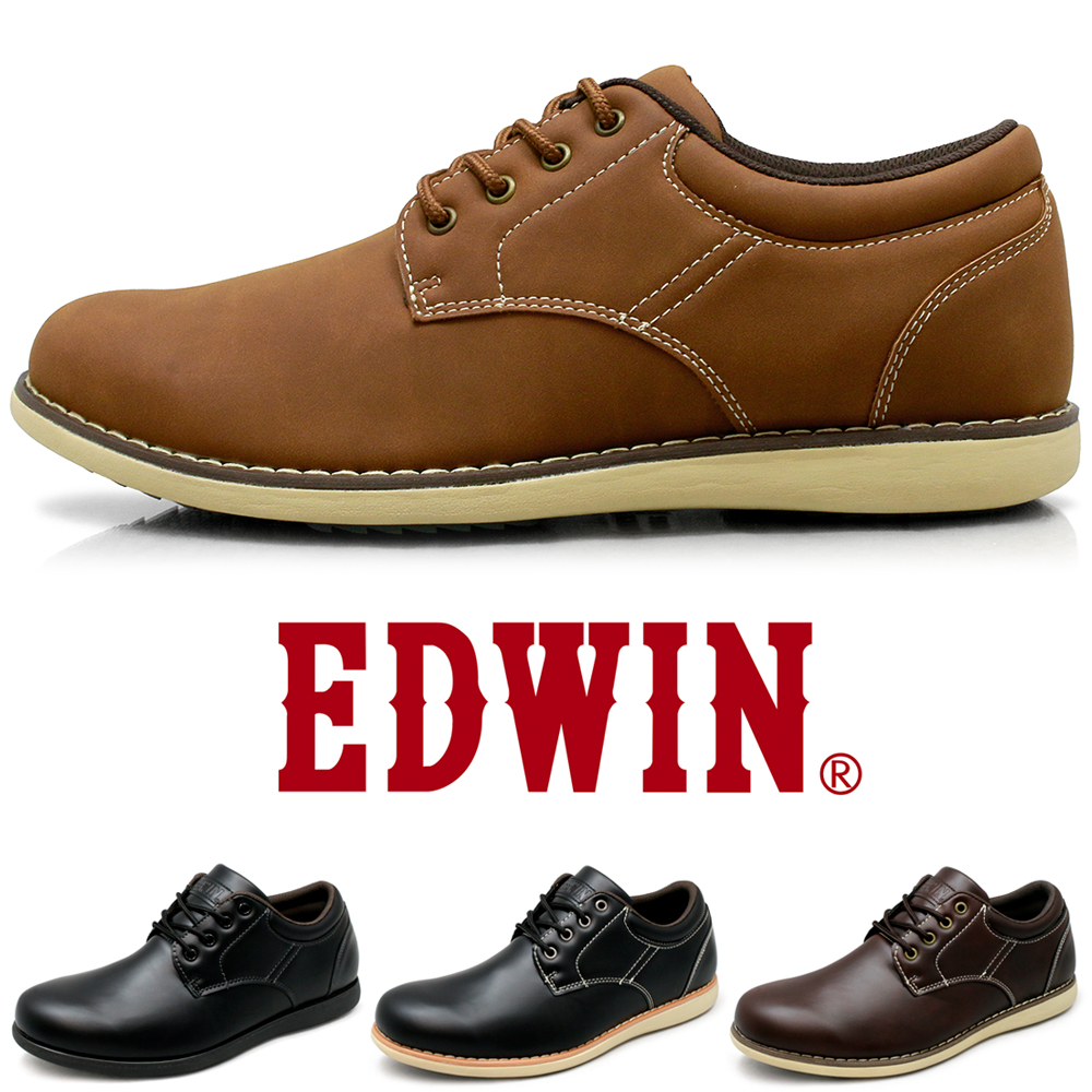 EDWIN 靴 メンズ カジュアル ビジネス スニーカー 防水 3e 軽量 ウォーキングシューズ 紐靴 紳士靴 3色 EDWIN edm456｜fairstone｜05