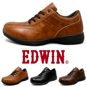 EDWIN 革靴 カジュアルシューズ 防水 ビジネス スニーカー メンズ ウォーキングシューズ ファ...