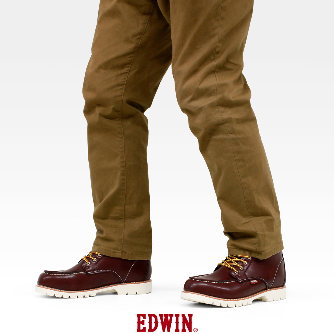 防水仕様 モカシン ショートブーツ ホワイトソール