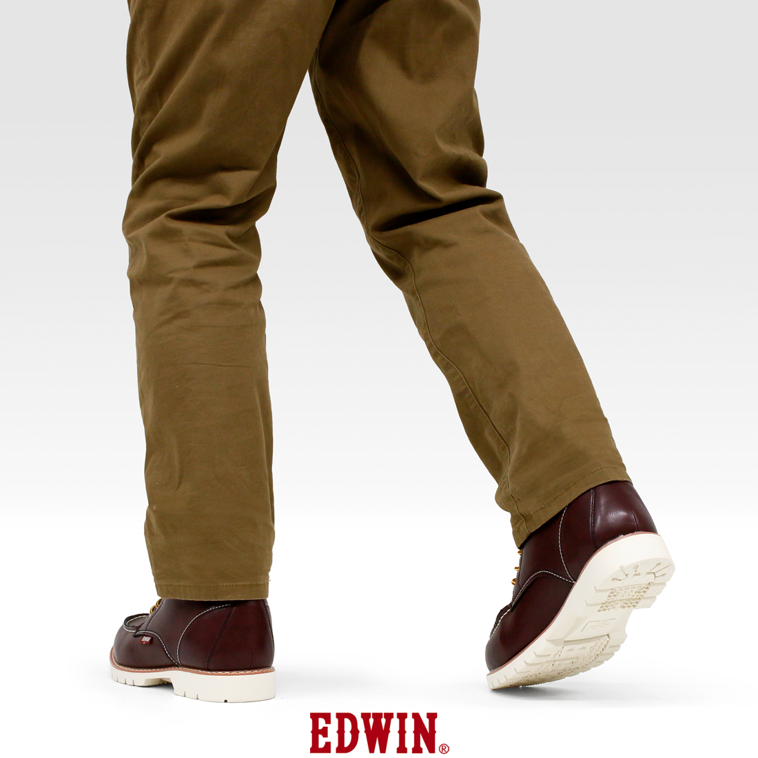 防水仕様 モカシン ショートブーツ ホワイトソール