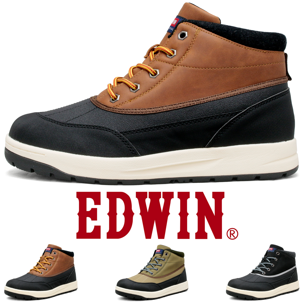 EDWIN（エドウィン） 防水 ハイカットスニーカー メンズ 軽量 耐滑