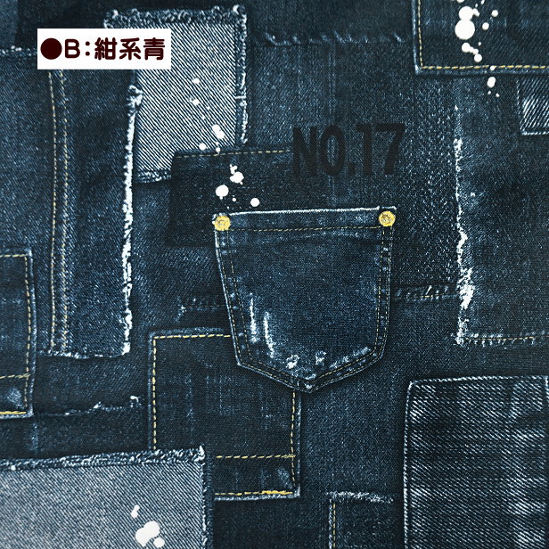 オックス 生地 デニム風 パッチワーク No.17 白ペンキ プリント生地 綿