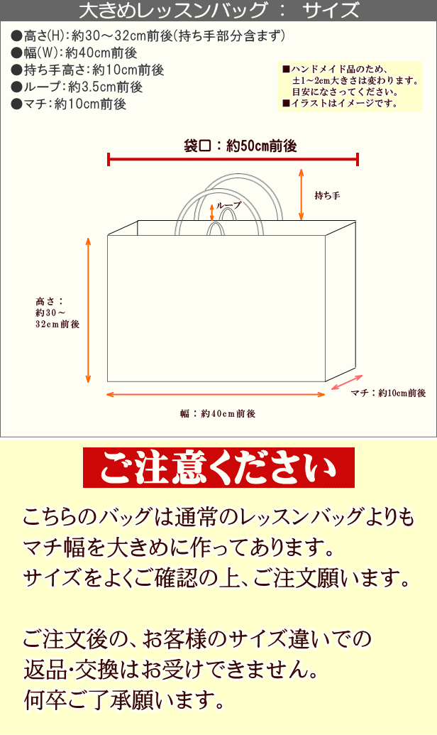 大きめレッスンバッグサイズ