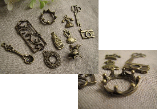 手芸 チャーム パーツ アクセサリーチャーム 金古美 チャームセット No