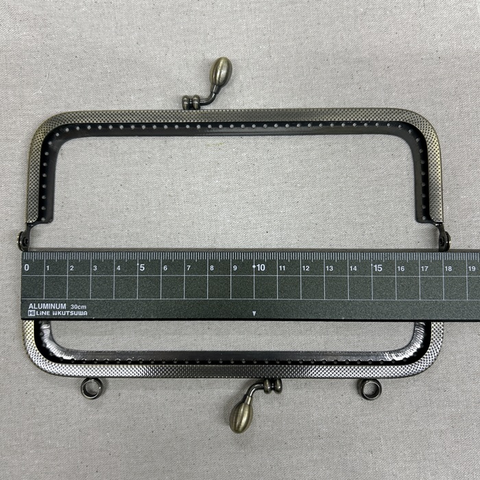 がま口 口金 お豆型 角 中 18cm カン付き 縫いつけタイプ : 手芸の