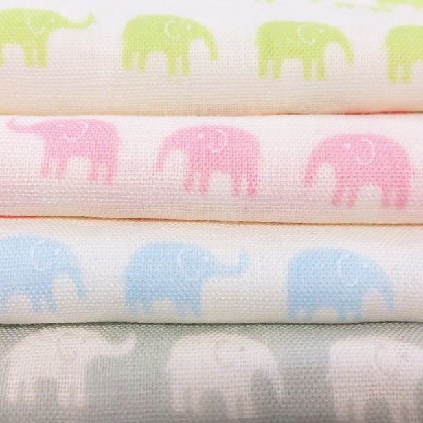 ダブルガーゼ 生地 おやすみぞうさん ぞうさん柄 Wガーゼ 綿100% 布 手芸 生地 ぞう 動物 かわいい 赤ちゃん スタイ マスク Sevenberry