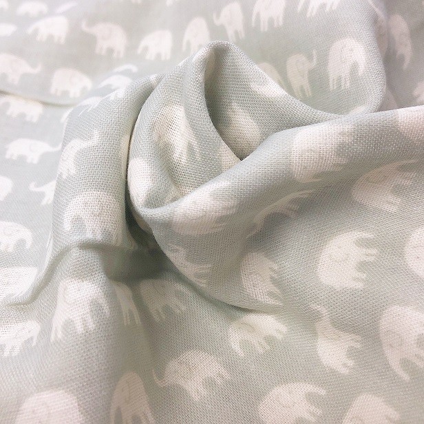 ダブルガーゼ 生地 おやすみぞうさん ぞうさん柄 Wガーゼ 綿100% 布 手芸 生地 ぞう 動物 かわいい 赤ちゃん スタイ マスク Sevenberry